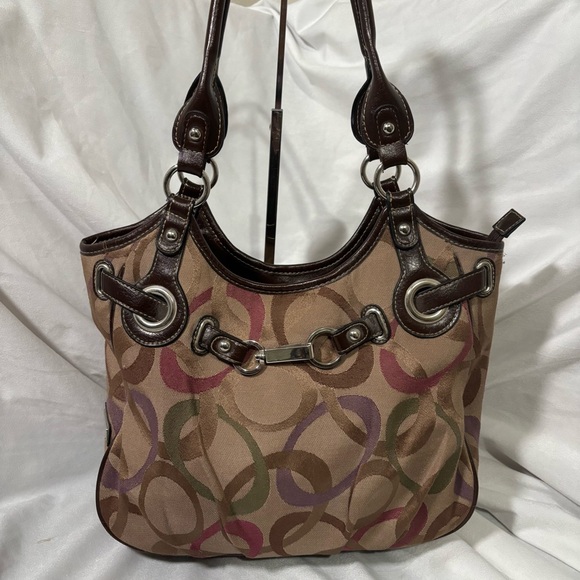 Rosetti Handbags - Vintage Rosetti Brown Hobo Shoulder Purse Abstract Print & Silver O-Ring Detail